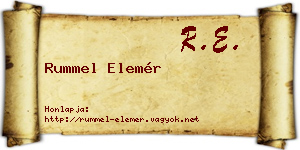 Rummel Elemér névjegykártya